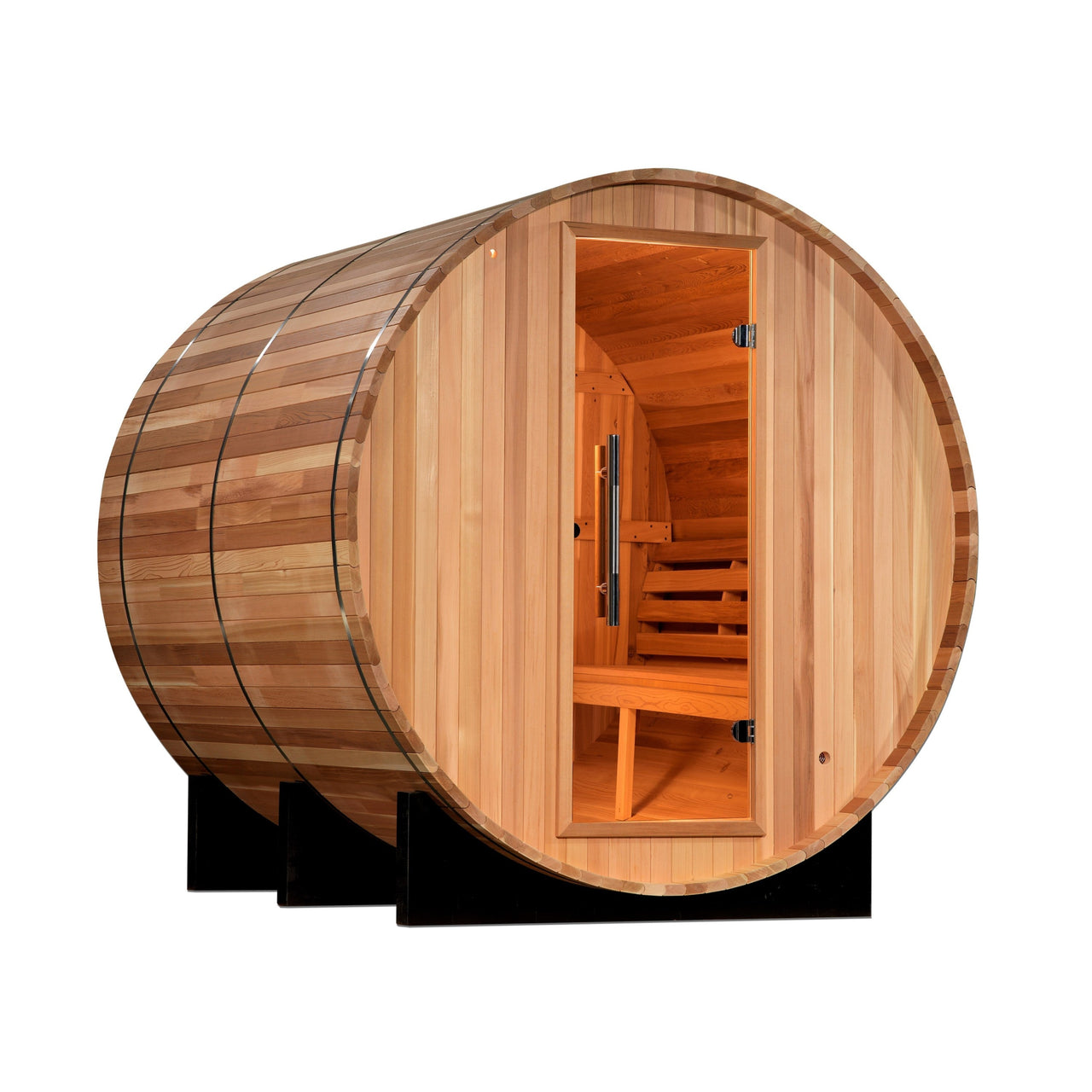 2022 Golden Designs "Uppsala" 4 Person Barrel Traditional Steam Sauna - Canadian Red Cedar - LUXUSFIT Luxury Exercise & Recovery Equipment