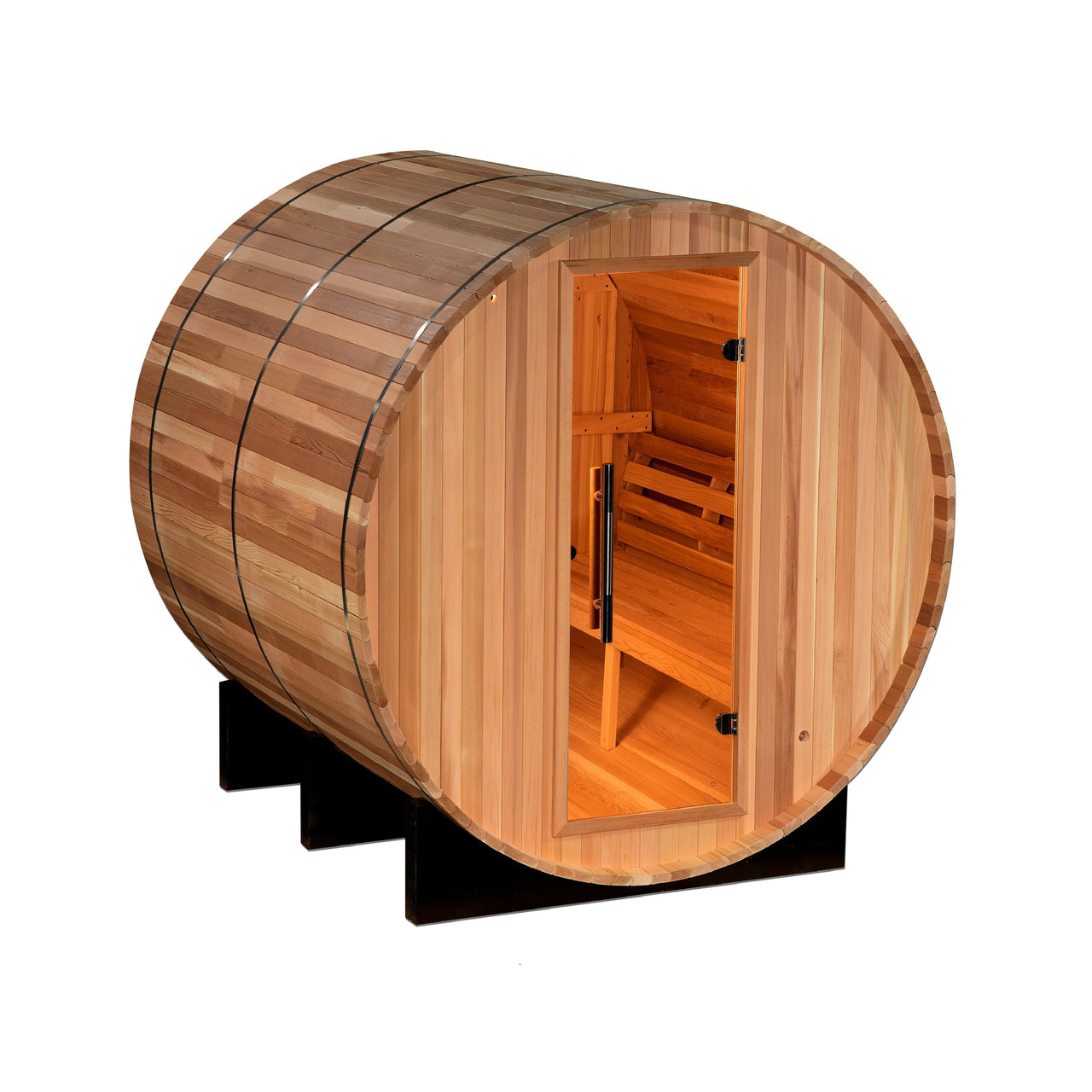 2022 Golden Designs "Uppsala" 4 Person Barrel Traditional Steam Sauna - Canadian Red Cedar - LUXUSFIT Luxury Exercise & Recovery Equipment